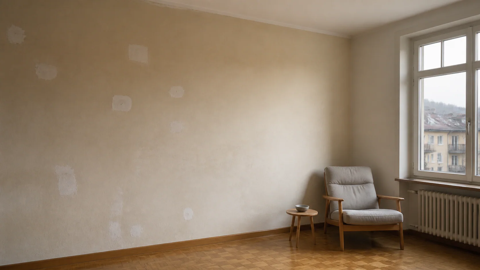 Before visualisation of the room with repaired neutral walls